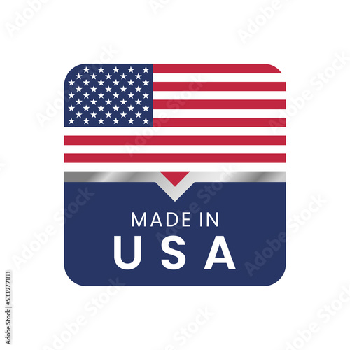 Made in USA label. for logo design, seal, tag, badge, sticker, emblem, symbol, pin, product package, etc. minimalist vector icon	
