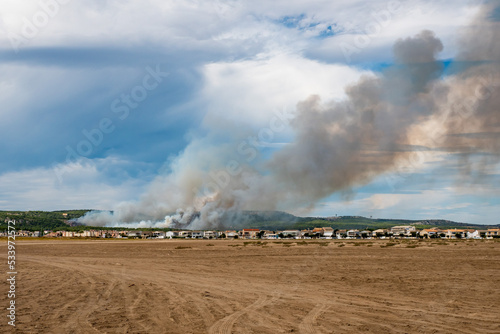 Fire in the south of France, in the Clape massif in Gruissan photo