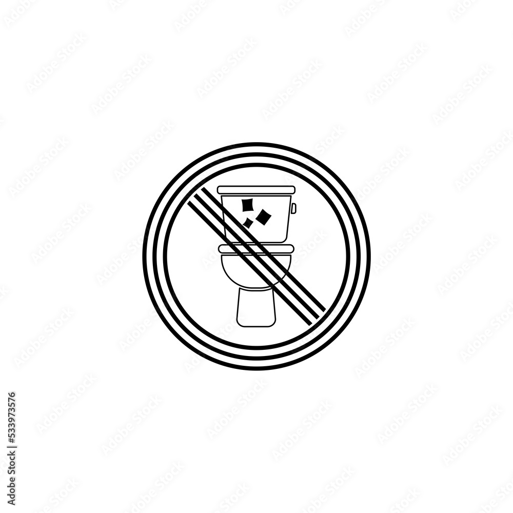 Obraz premium Do not litter in the toilet. Toilet no trash icon isolated on white background