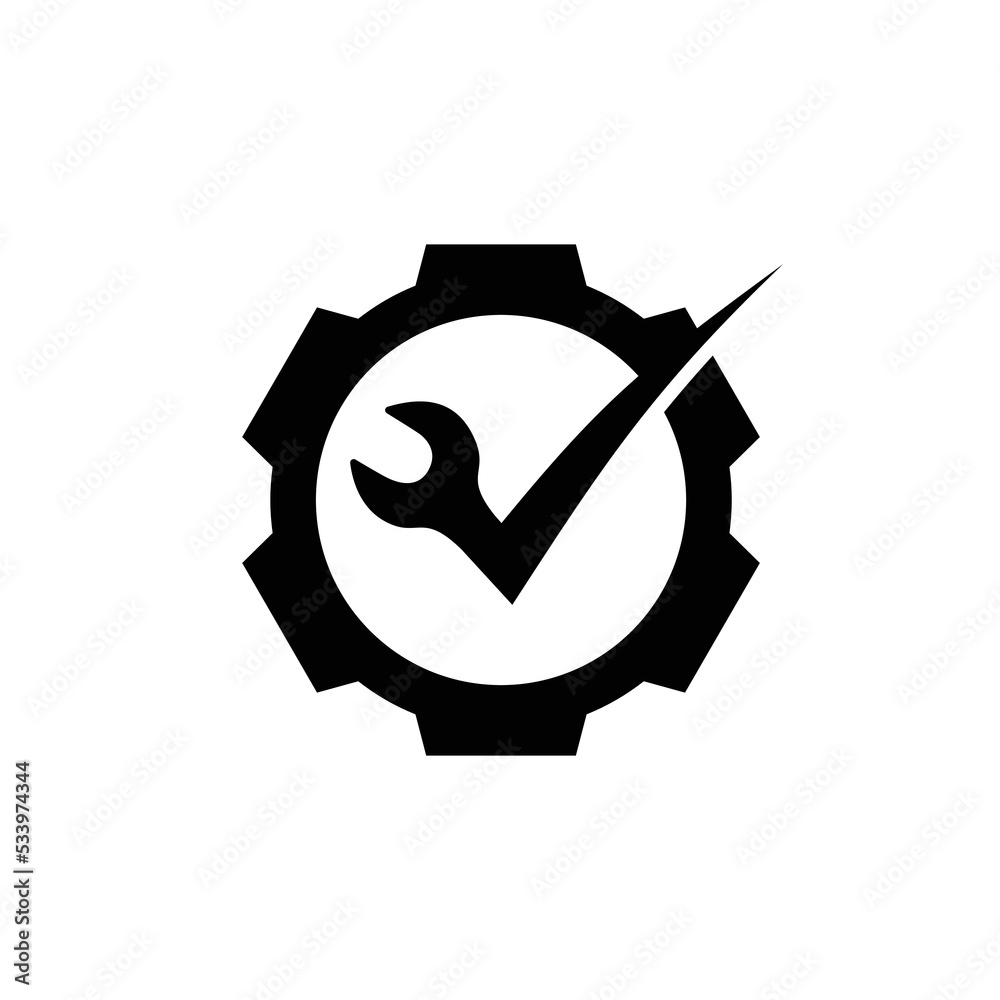 Service Check Wrench Gear Cogs Logo vector Icon Illustration Service Check Wrench Gear Cogs Logo vector Icon Illustration