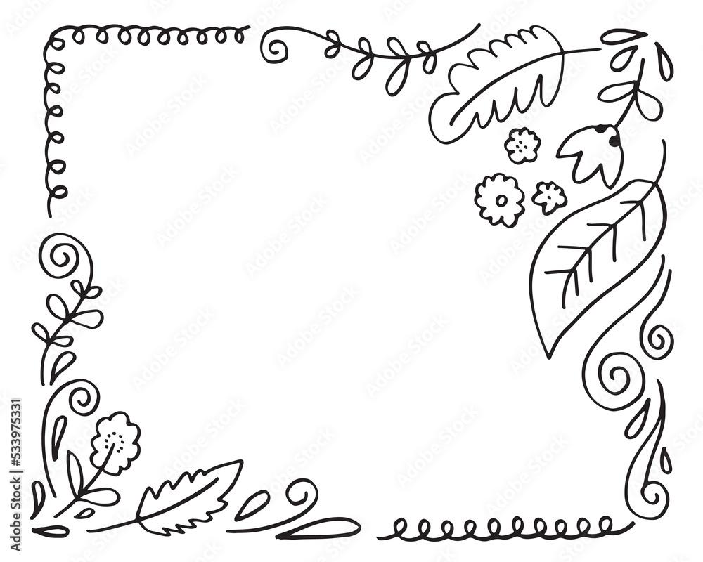 Fototapeta premium Set of border, brush, frame in doodle style.vector illustration. 