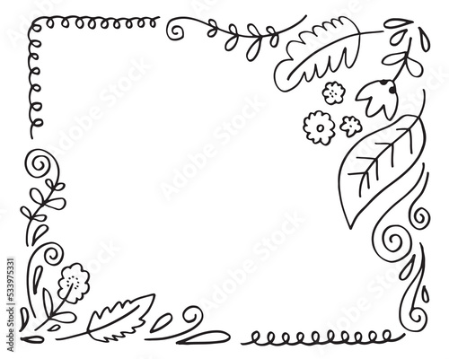 Set of border, brush, frame in doodle style.vector illustration. 