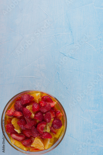 Fruit salad with strawberry and oranges