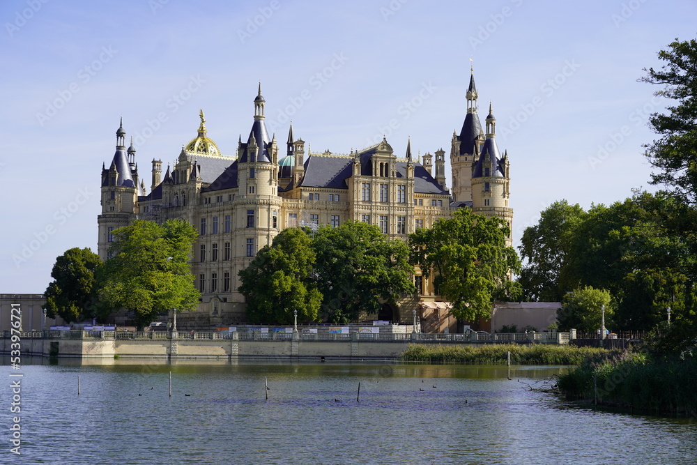 Panorama vom Schloss am Schweriner Innensee, Schwerin, Mecklenburg-Vorpommern, Deutschland