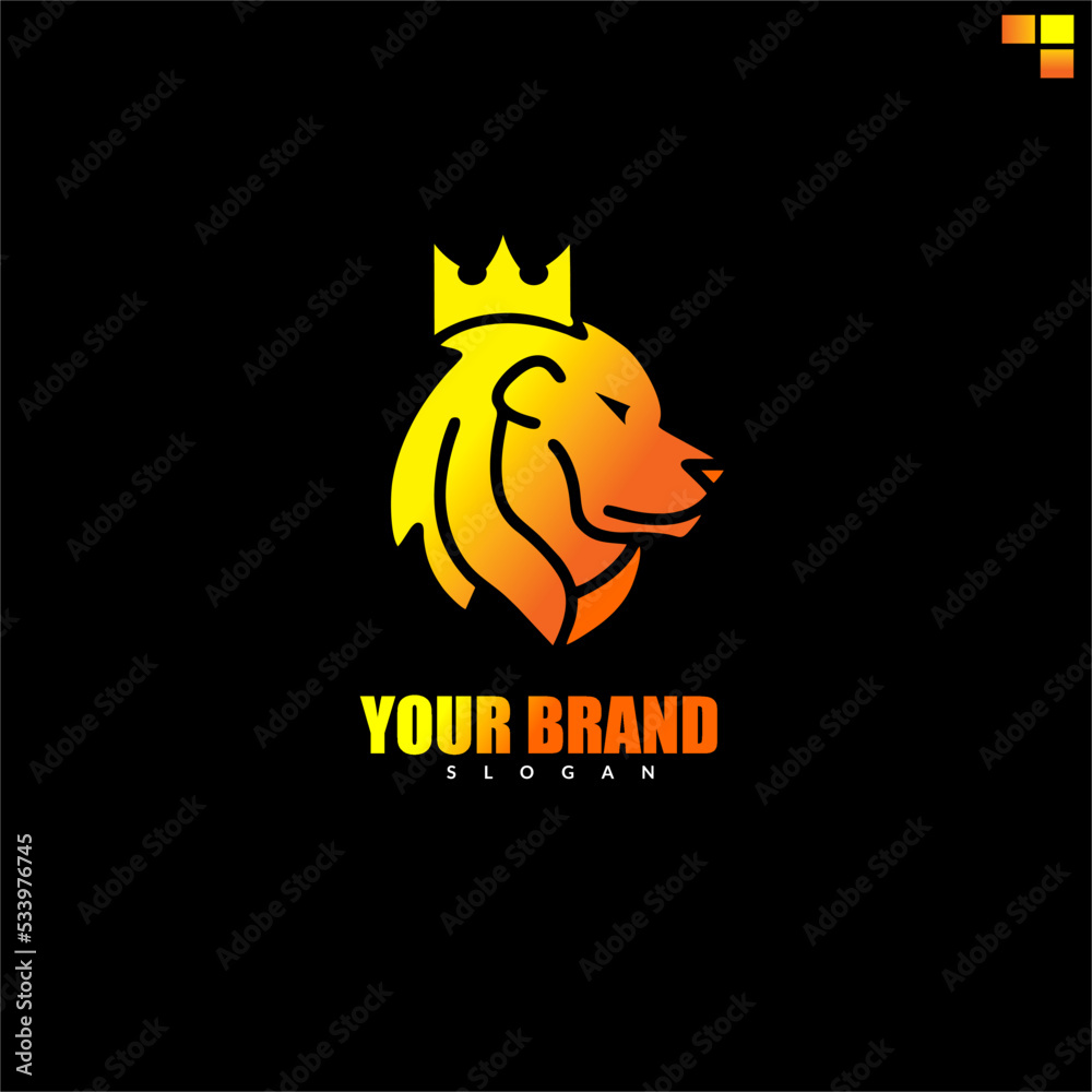 Obraz premium illustration vector of king lion with crown, suitable for business logo brand, community logo etc