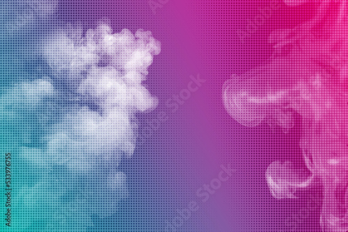 Vector halftone smoke effect. Vibrant abstract background