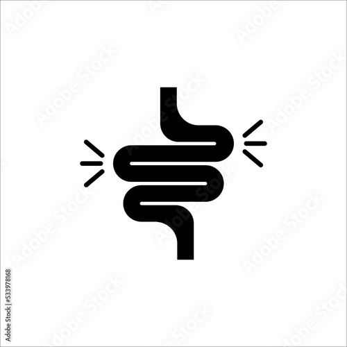 Gut constipation icon design,Intestines icon, symbol of digestion system flat style vector illustration. color editable