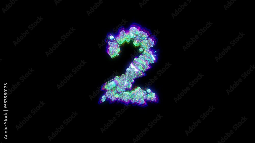 number 2 of cybernetic crystals with chromatic aberrance - glitch alphabet, isolated - loop video number 2 of cybernetic crystals with chromatic aberrance - glitch alphabet, isolated - loop video