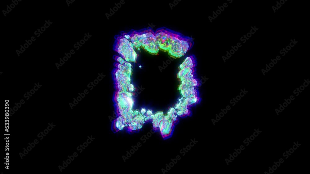 letter D of cybernetic crystals with chromatic aberrance - dichroic alphabet, isolated - loop video letter D of cybernetic crystals with chromatic aberrance - dichroic alphabet, isolated - loop video
