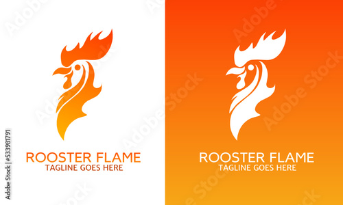 Illustration vector graphic of template logo rooster flame
