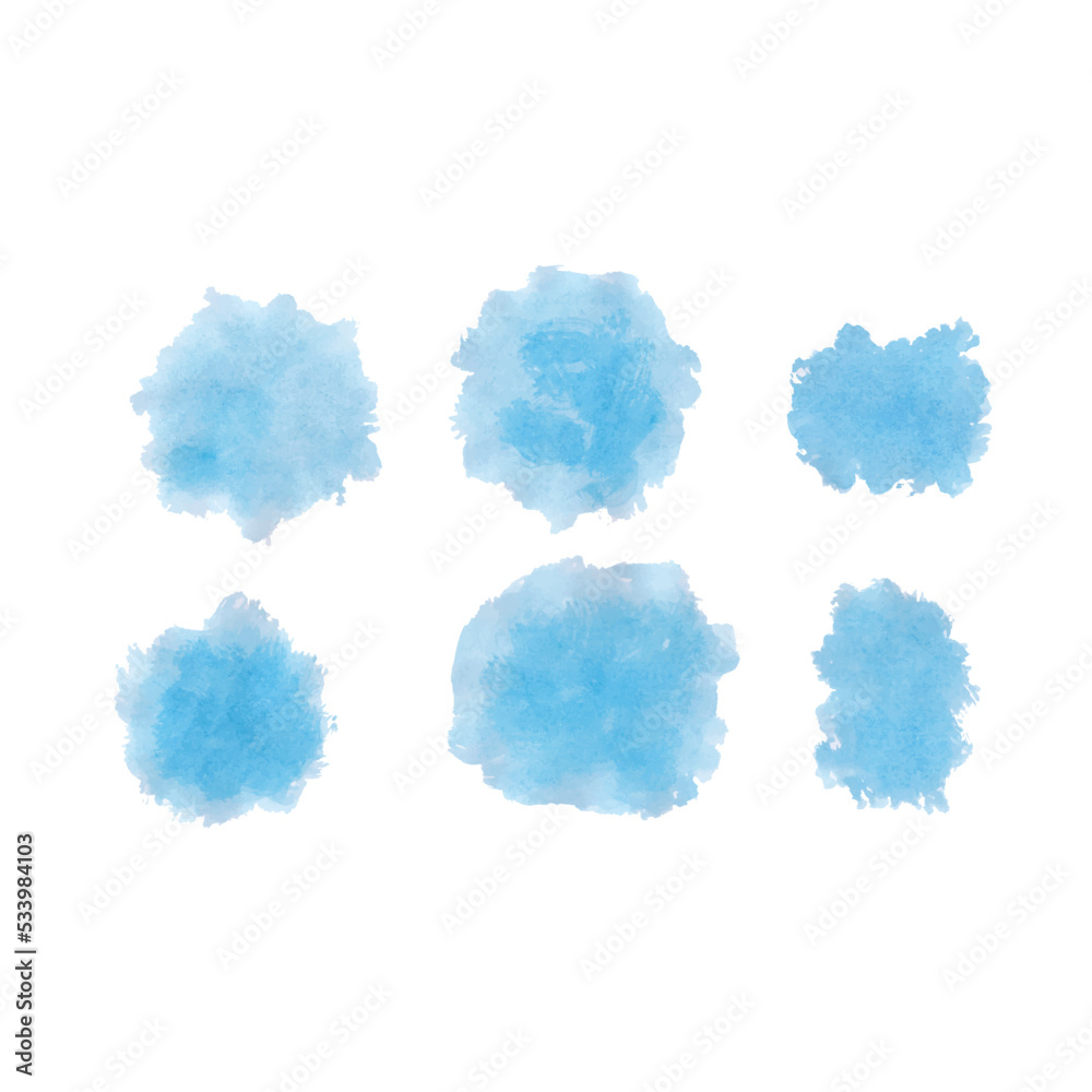 Set of watercolor stain. Spots on a white background. Watercolor texture with brush strokes. Set of watercolor stain. Spots on a white background. Watercolor texture with brush strokes.