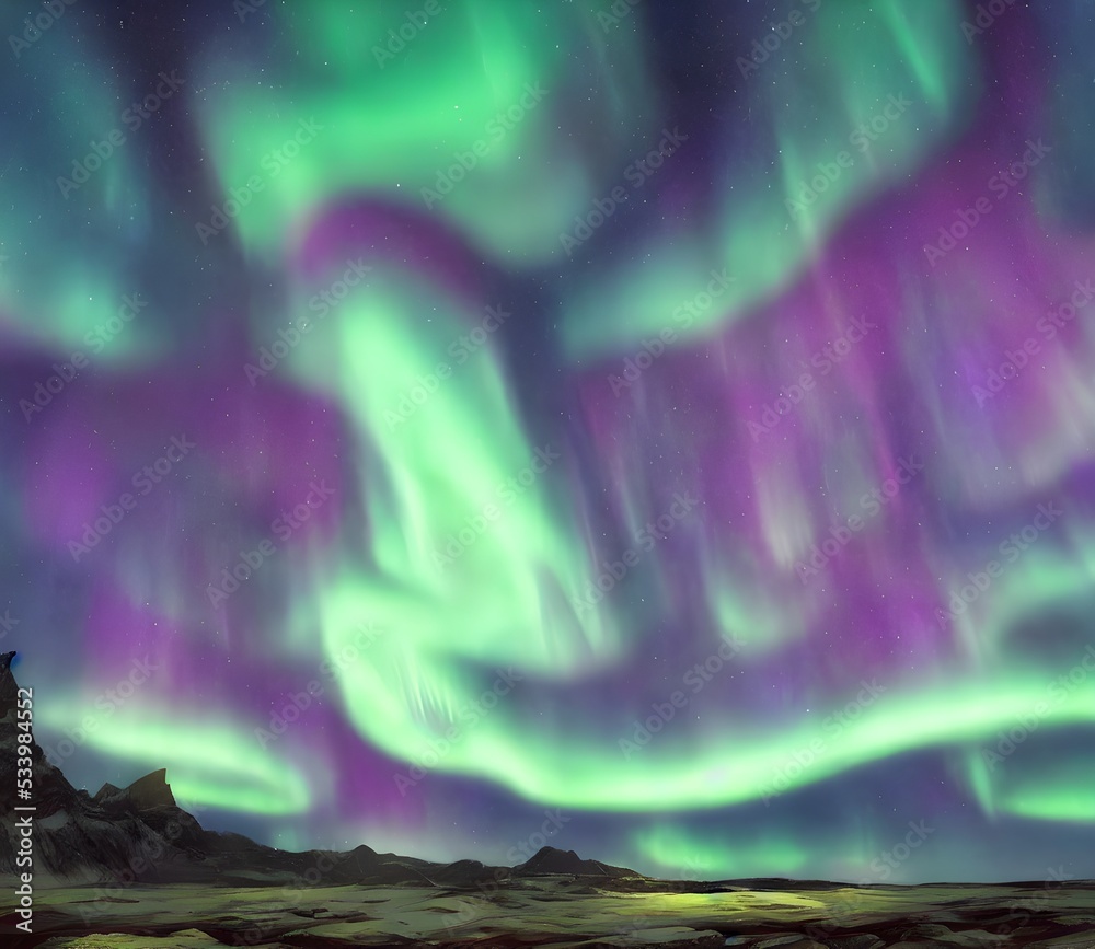 Aurora borealis, 3d illustration, beautifull background