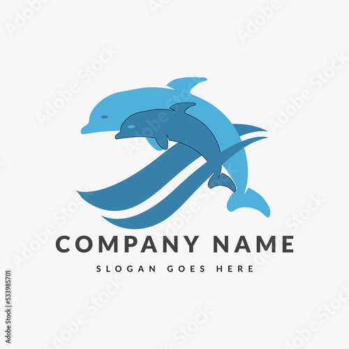 Abstract Dolphin emblem modern vector logo design
