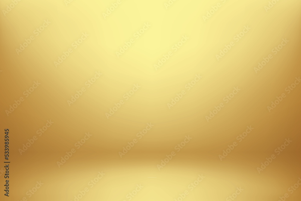 Obraz premium Gold abstract blurred gradient background, room studio. Vector illustration.