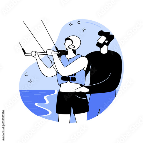 Learn kitesurfing isolated cartoon vector illustrations.