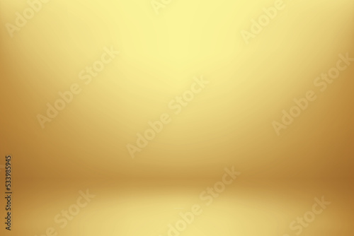Gold abstract blurred gradient background, room studio. Vector illustration.