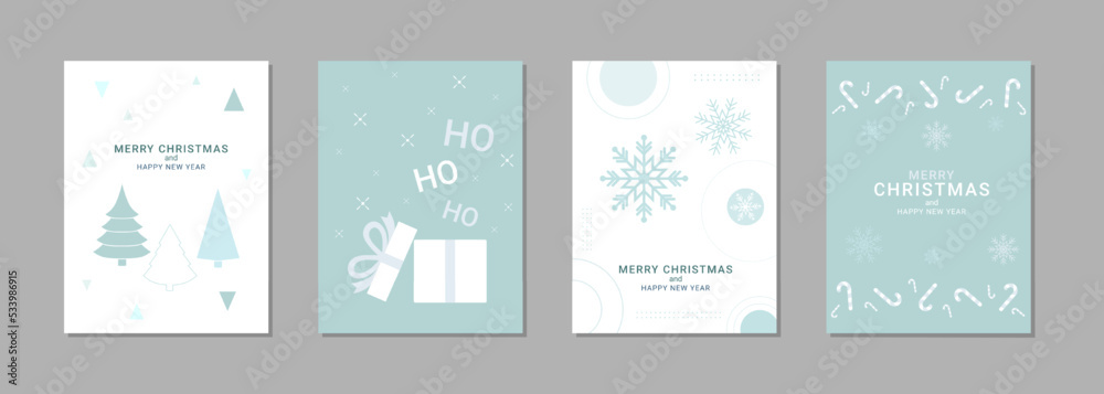 Set of merry christmas and new year greeting cards. Speech text design with simple elements. Vector illustration Set of merry christmas and new year greeting cards. Speech text design with simple elements. Vector illustration