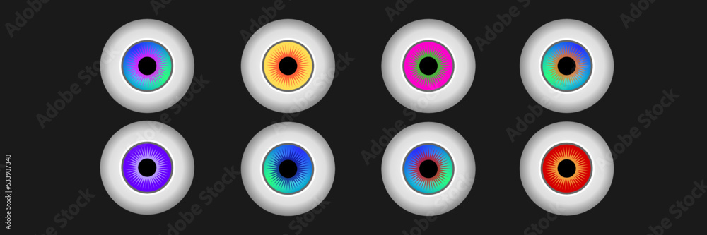 Illustration of a beautiful multicolored eyeball with a black background. Illustration of a beautiful multicolored eyeball with a black background.