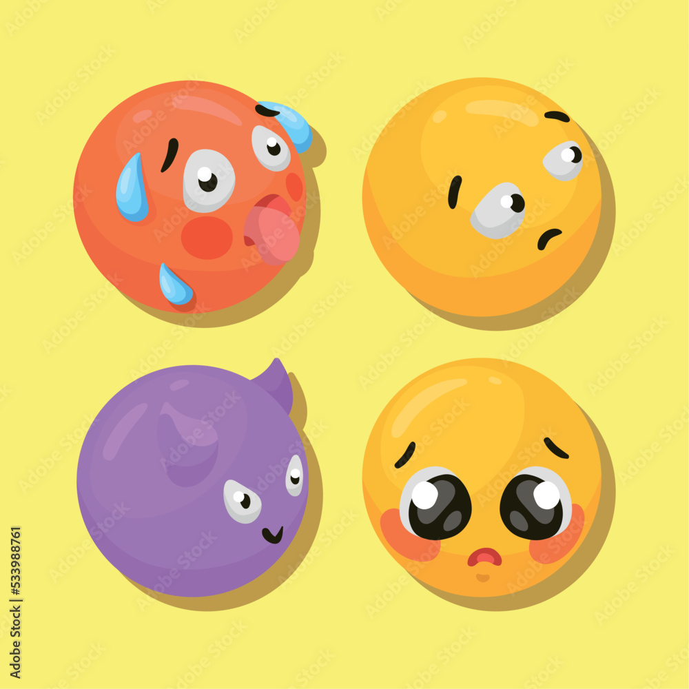 four emojis 3d style icons four emojis 3d style icons