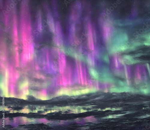 Aurora borealis  3d illustration  beautifull background