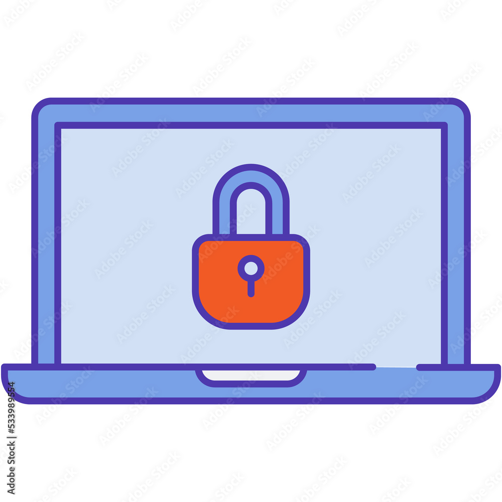 Lock on laptop screen vector safe computer icon Lock on laptop screen vector safe computer icon