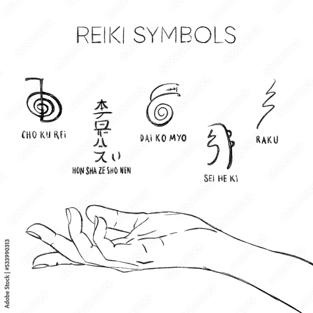 Fototapeta premium Sacred geometry. Reiki symbol. A hieroglyph denoting the divine energy of Ki.