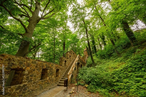 Stairway to green. Ksiaz castle in south Poland