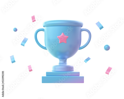 3d render of Gradient champion cup illustration icons for web social media ads designs 