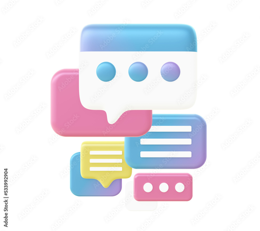 3d render of Gradient chatting illustration icons for UI UX web mobile apps social media ads designs	