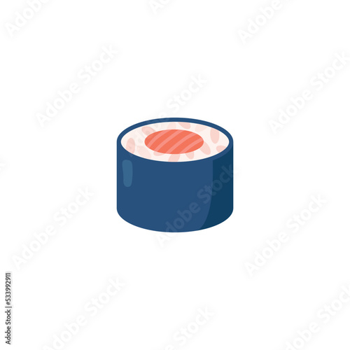 Maki sushi shinko roll with caviar rolled in nori vector illustration isolated.