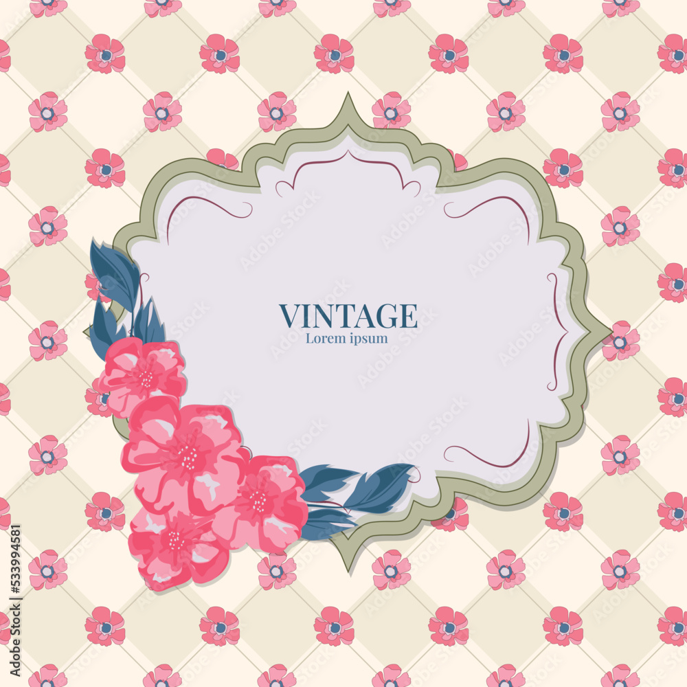 Vintage flower frame vector design element for wedding,congratulation,greeting card