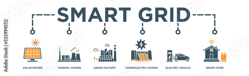 Smart Grid Banner Web Icon