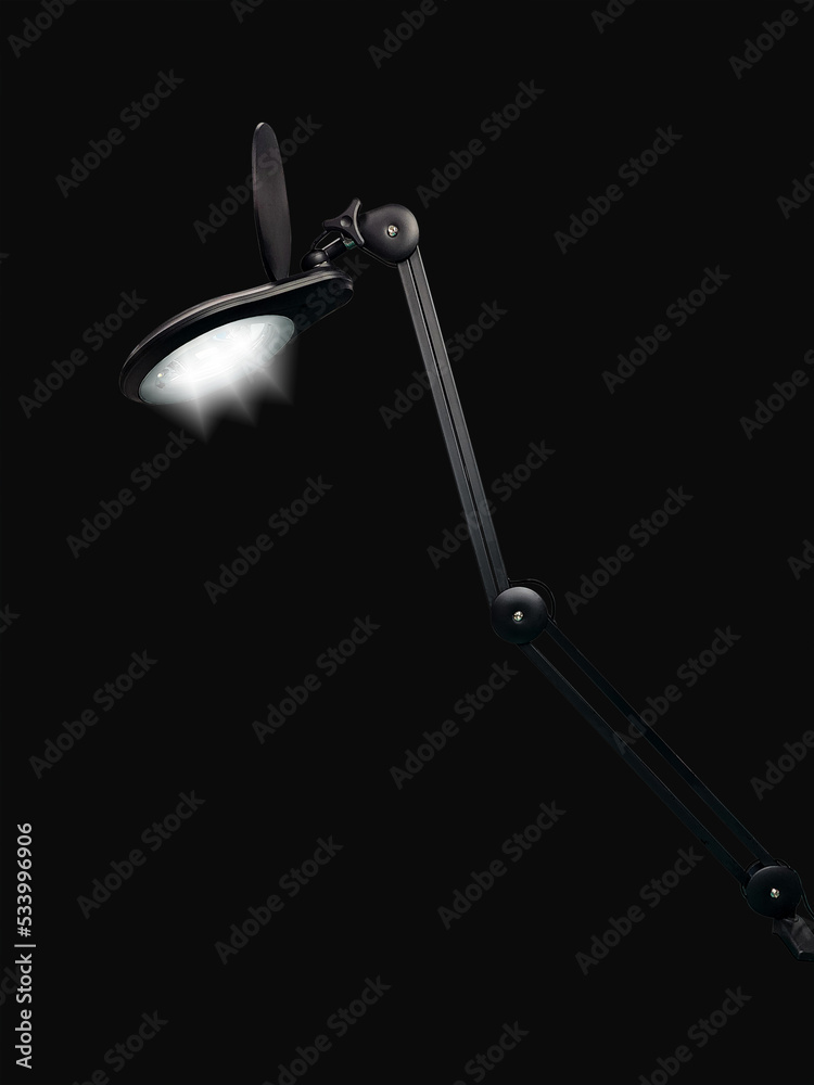 Ring light microscope isolated on black background. Ring light microscope isolated on black background.