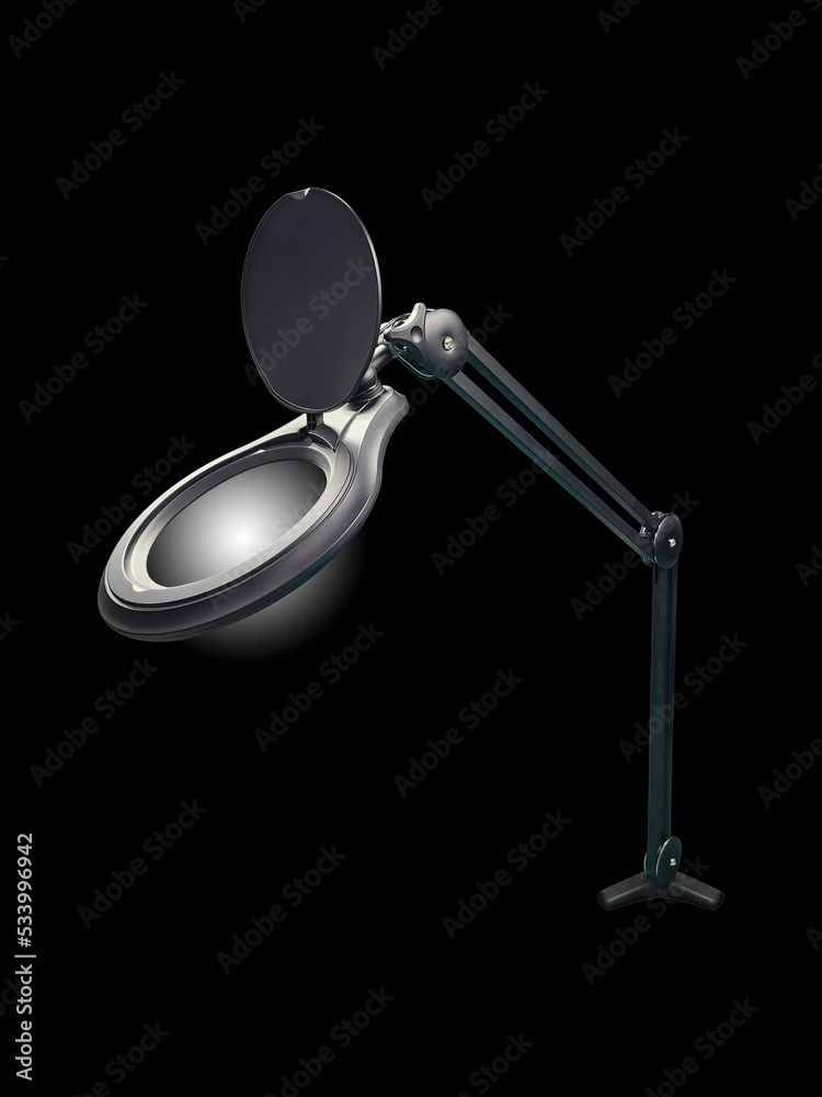 Ring light microscope isolated on black background. Ring light microscope isolated on black background.