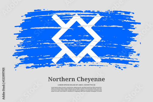 Northern Cheyenne flag with brush stroke effect and information text poster, vector photo