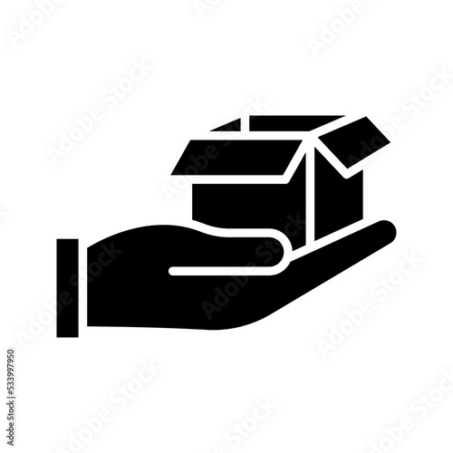 Hand box icon. delivery sign. vector illustration