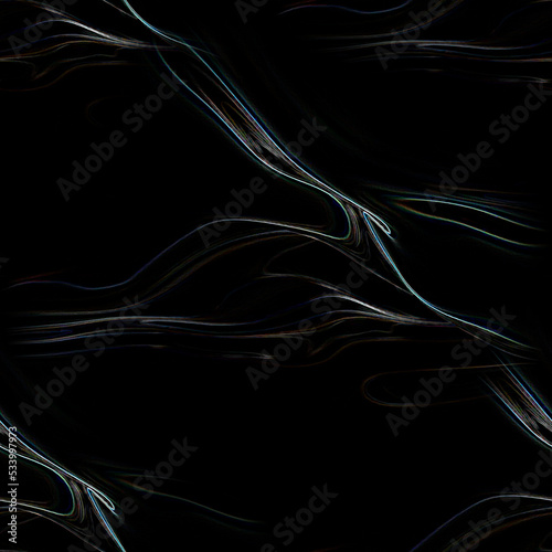 Black seamless abstraction with light unobtrusive lines. Image of cigarette smoke in the dark. 