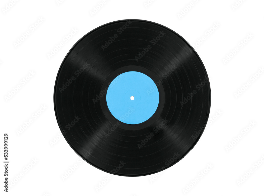 Fototapeta premium Vintage record album with blank blue label isolated.