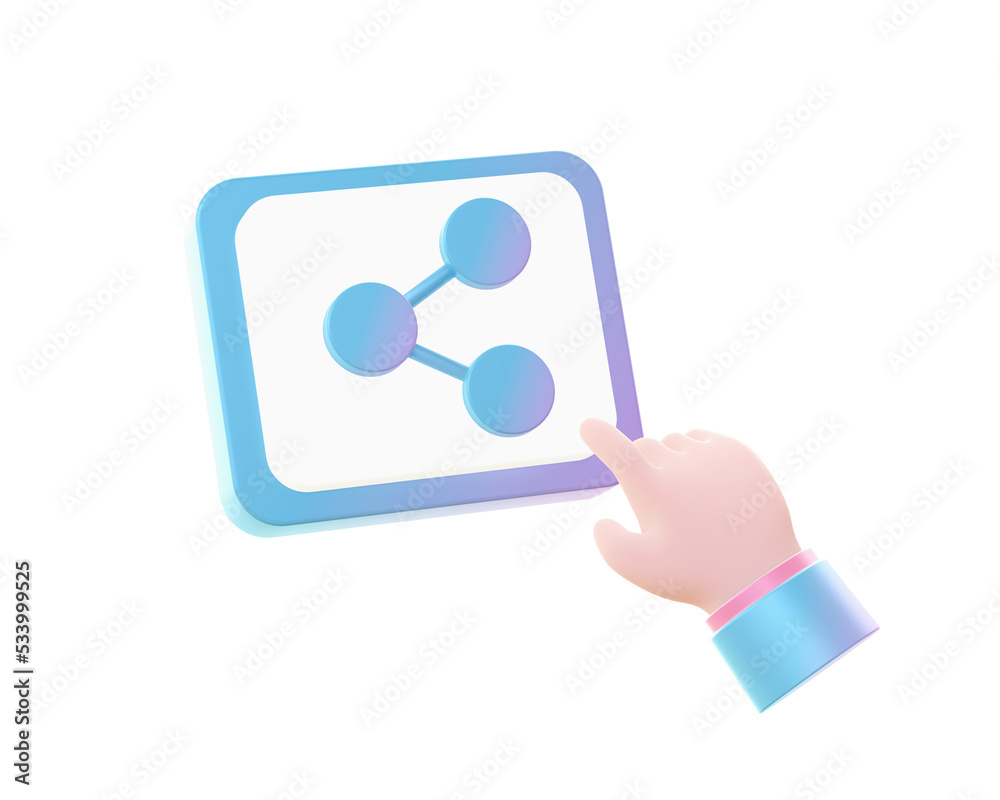3d render of Gradient share with hand illustration icons for UI UX web mobile apps ads 3d render of Gradient share with hand illustration icons for UI UX web mobile apps ads