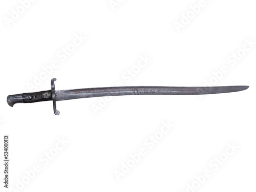 Antique bayonet sword from the early 1900s isolated.  