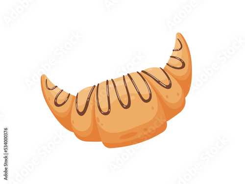 Realistic traditional french Croissant. Bake sweet dessert product for breakfast or lunch. Vector illustration.
Croissant with chocolate isolated. Vector background. Sweet food.