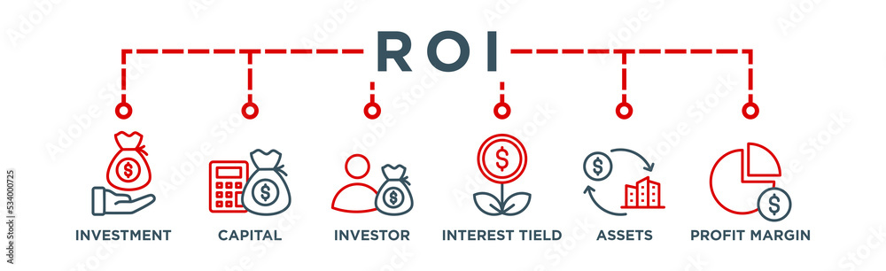 Roi banner web icon vector illustration Roi banner web icon vector illustration