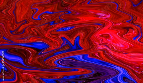 Hand Painted Background With Mixed Liquid Red Blue Paints. Abstract Fluid Acrylic Painting. Marbled Colorful Abstract Background. Liquid Marble Pattern. © adobedesigner