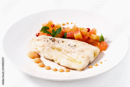 Sea Bass Fillet with tomato salad and sauce