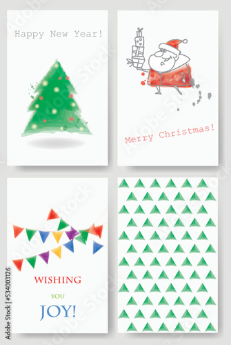 Collection of Christmas card templates. Christmas Posters set. Vector illustration. Template for Greeting Scrapbooking, Congratulations, Invitations.