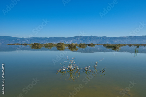 Lake Karla, Greece, a beautiful calm lake with mirages