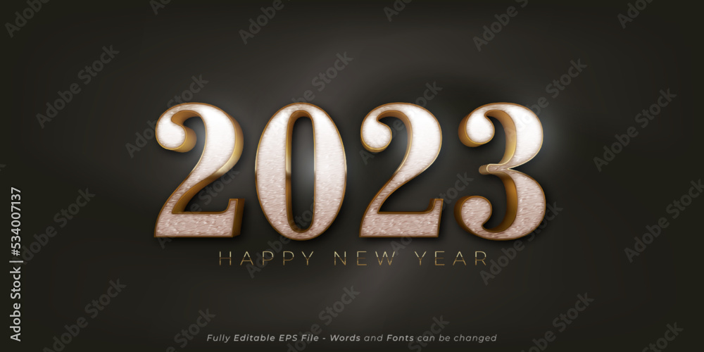 Editable text number 2023 with elegant style effect on dark background Editable text number 2023 with elegant style effect on dark background