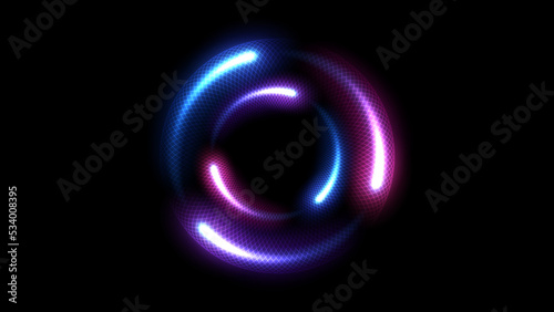 Abstract Multicolor Ring Line of Light Background. Widescreen Illustration