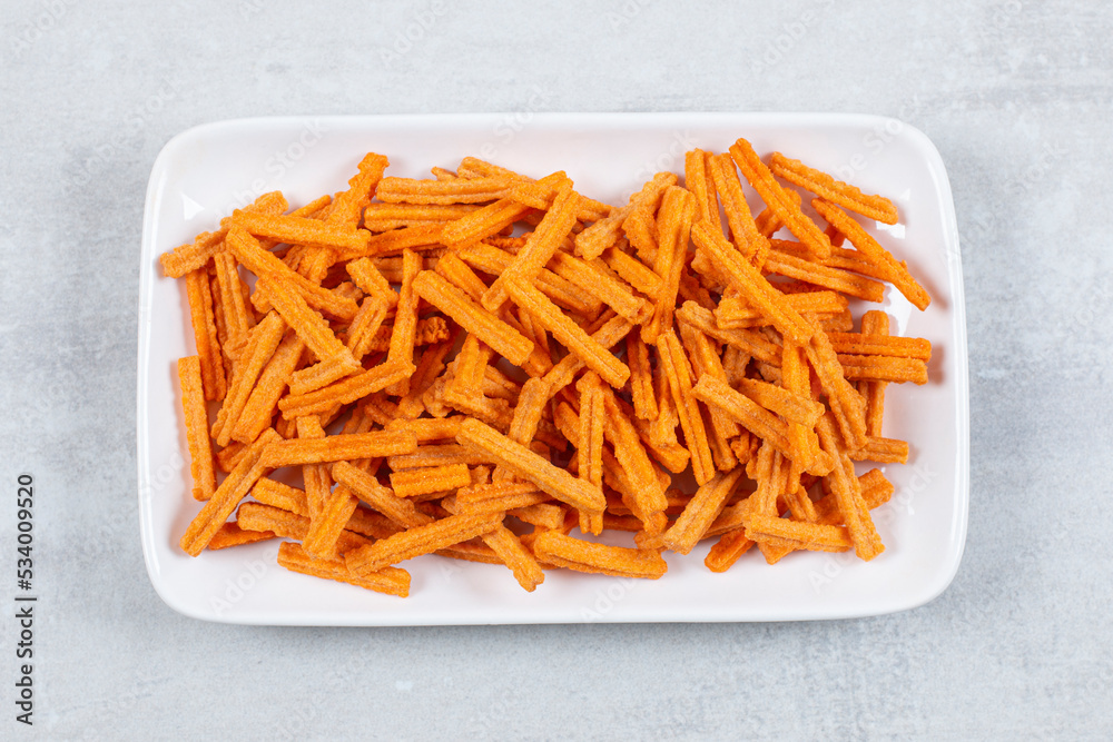 White plate full of with fresh fries