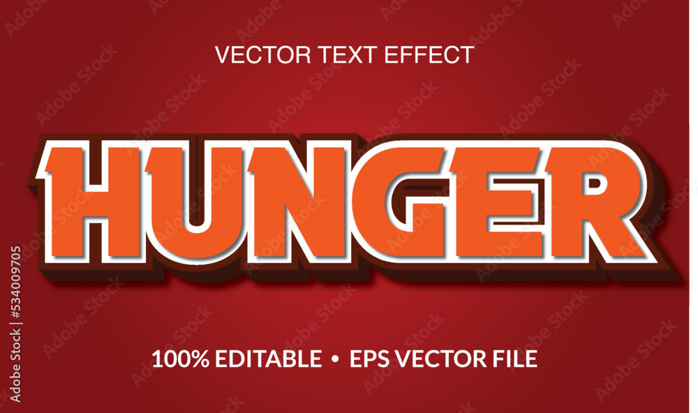 Hunger Editable 3D text style effect vector template